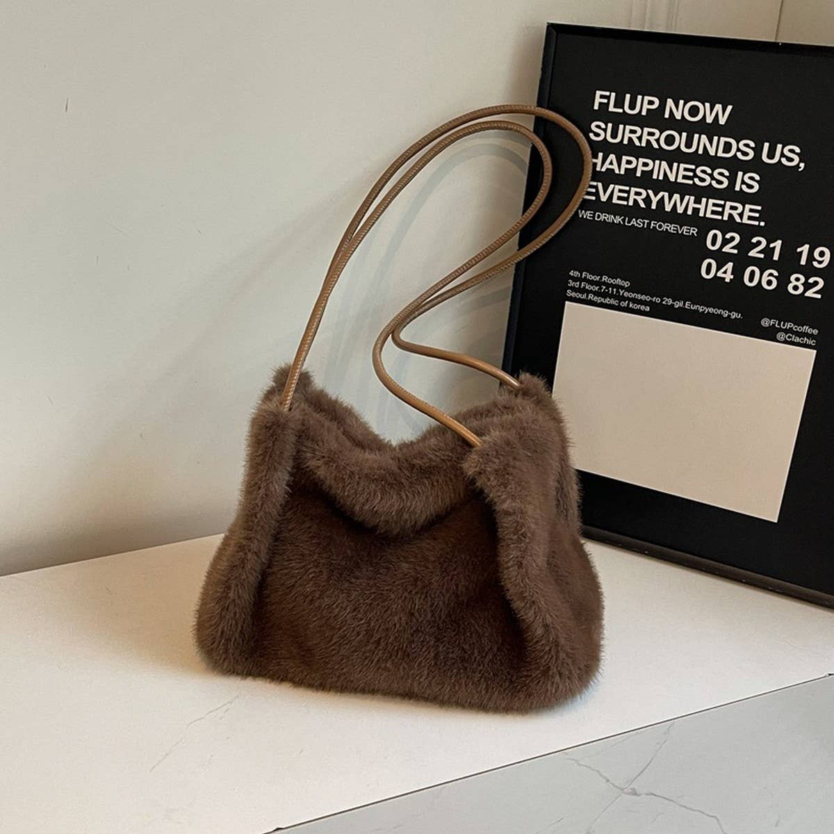 WINTER FASHION SHOULDER BAG SOFT CASUAL PLUSH BAG_CWAB3919