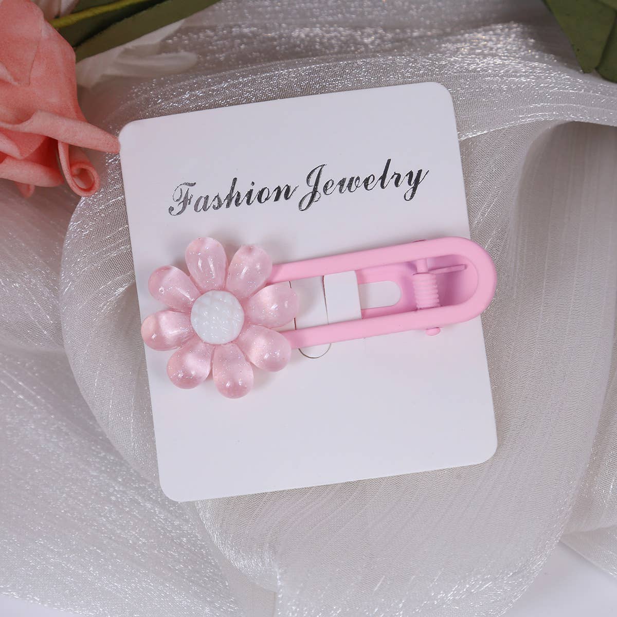 Dopamine-colored resin flower hair clips