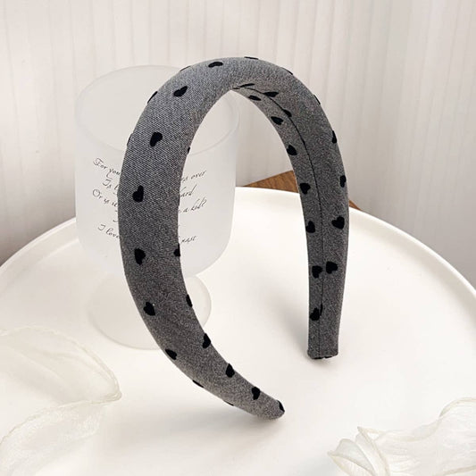 French bow denim style pleated fabric hair band