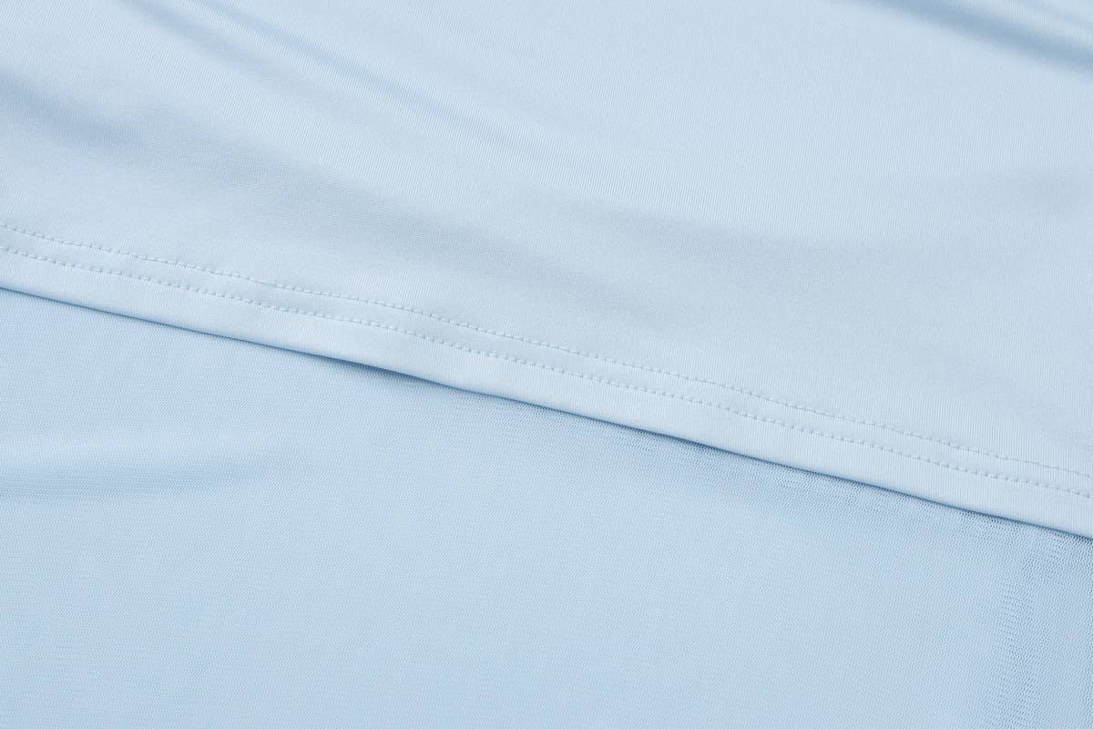 One-shoulder top mesh fabric patchwork skirt set