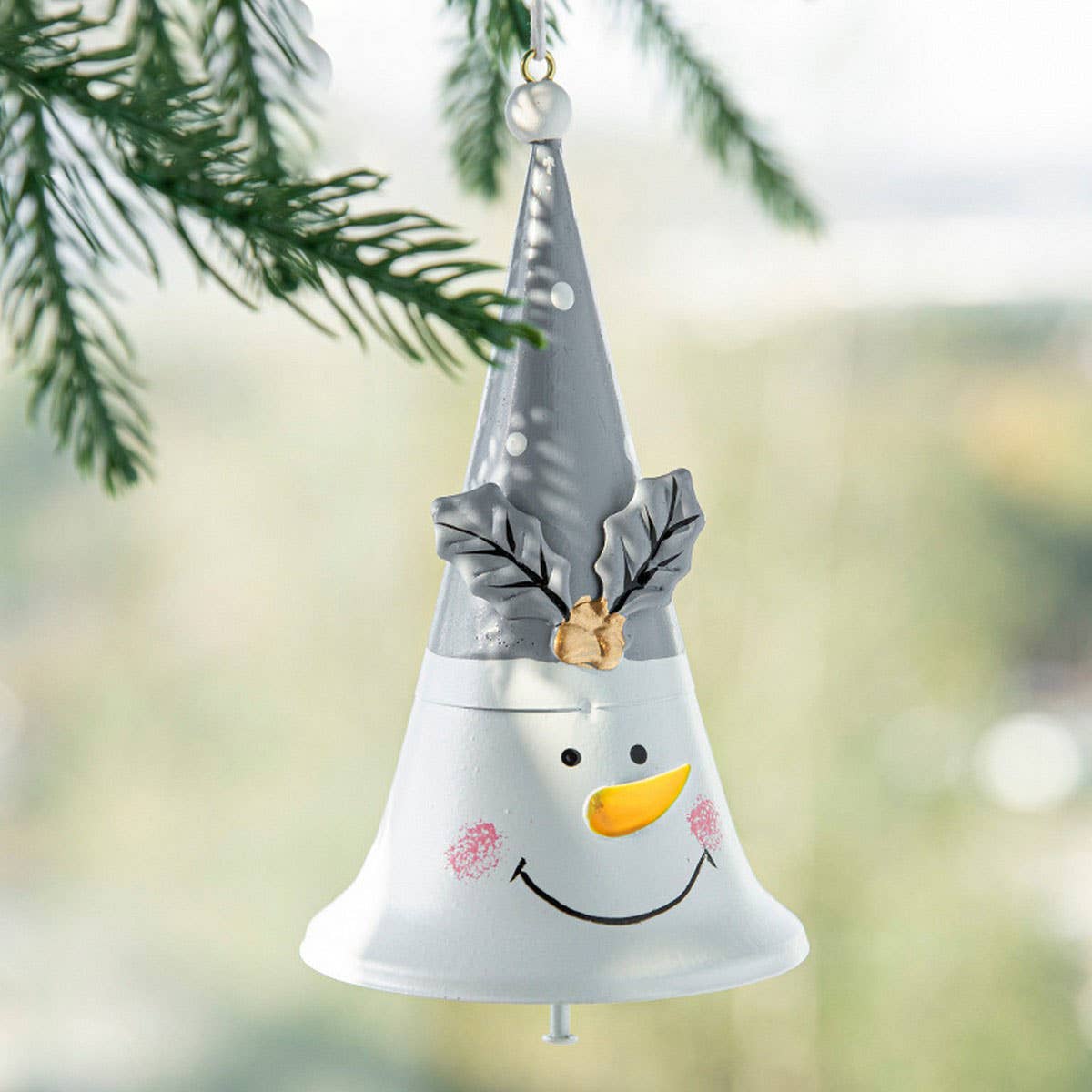 CWMM10371_CHRISTMAS SANTA IRON BELL PAINTED TREE ORNAMENTS