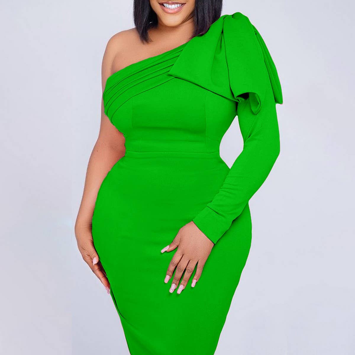 SLANT COLLAR SOLID COLOR FASHIONABLE HIPSEXY DRESS_CWDSD6162