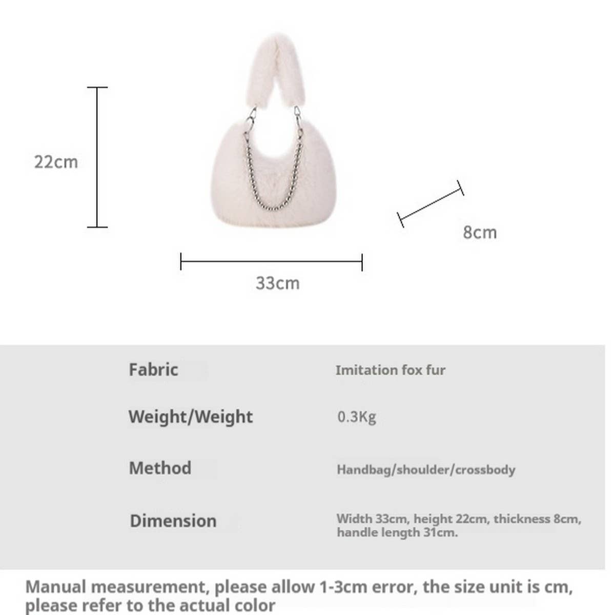 Fluffy Fox Fur Bag Women Fashion Shoulder Tote_CUAB00568