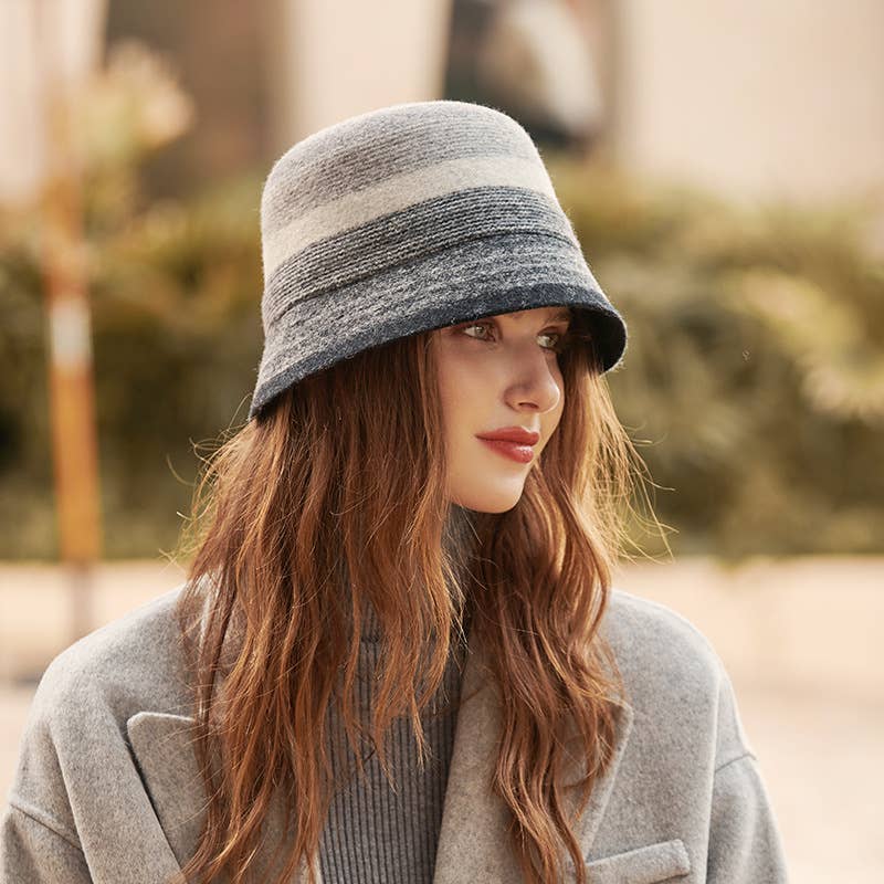WOMEN RETRO LUXURY WARM FELT BUCKET HAT_CWAH0603
