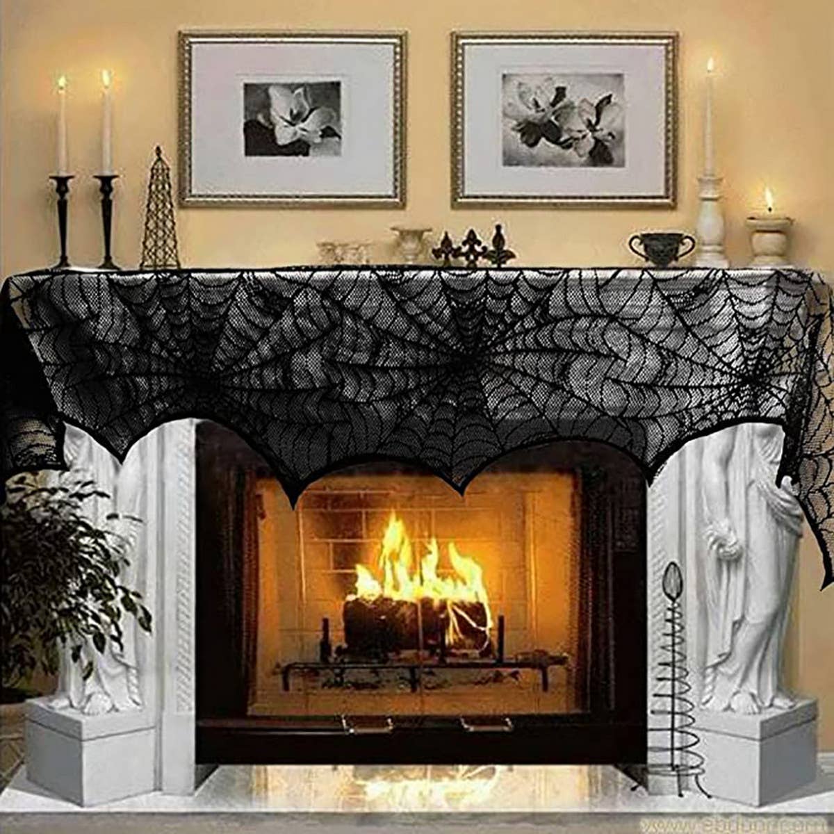 HALLOWEEN FIREPLACE CLOTH LACE DECORATION FABRIC