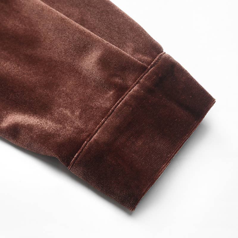 LONG SLEEVE LAPEL VELVET SINGLE-BREASTED SHIRT