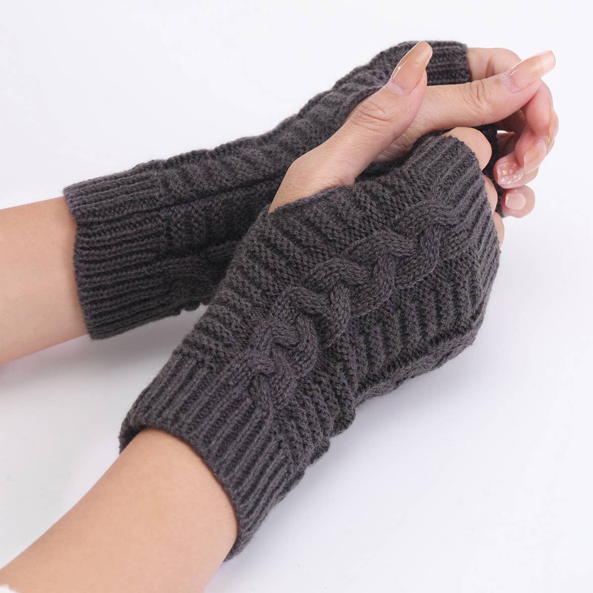 FASHION SHORT TWIST FINGERLESS GLOVES_CWAG0092