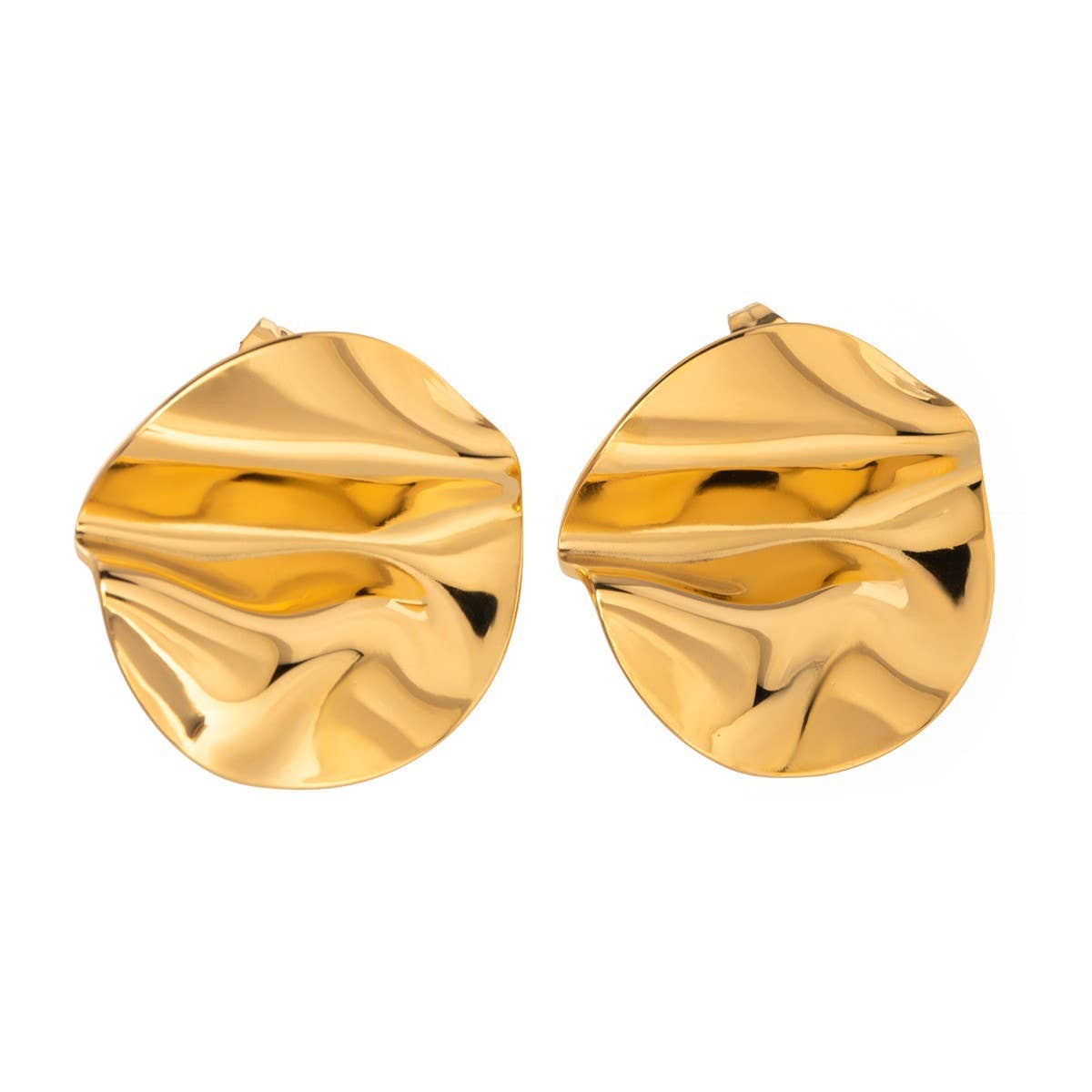 DELICATE GEOMETRIC PLEATED POLISHED EARRINGS