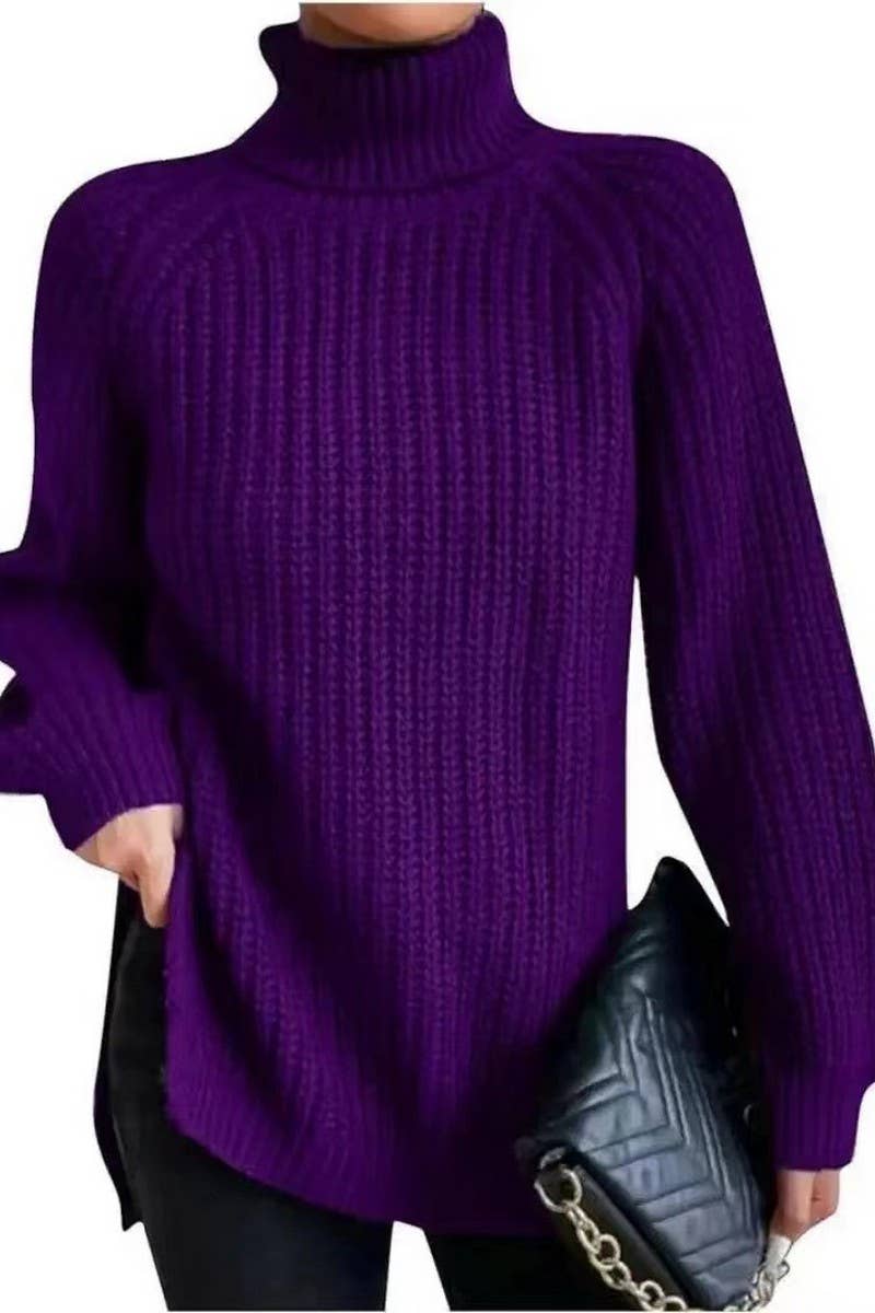 CWOSWL07649_HIGH-NECK MID-LENGTH RAGLAN SLEEVE SWEATER
