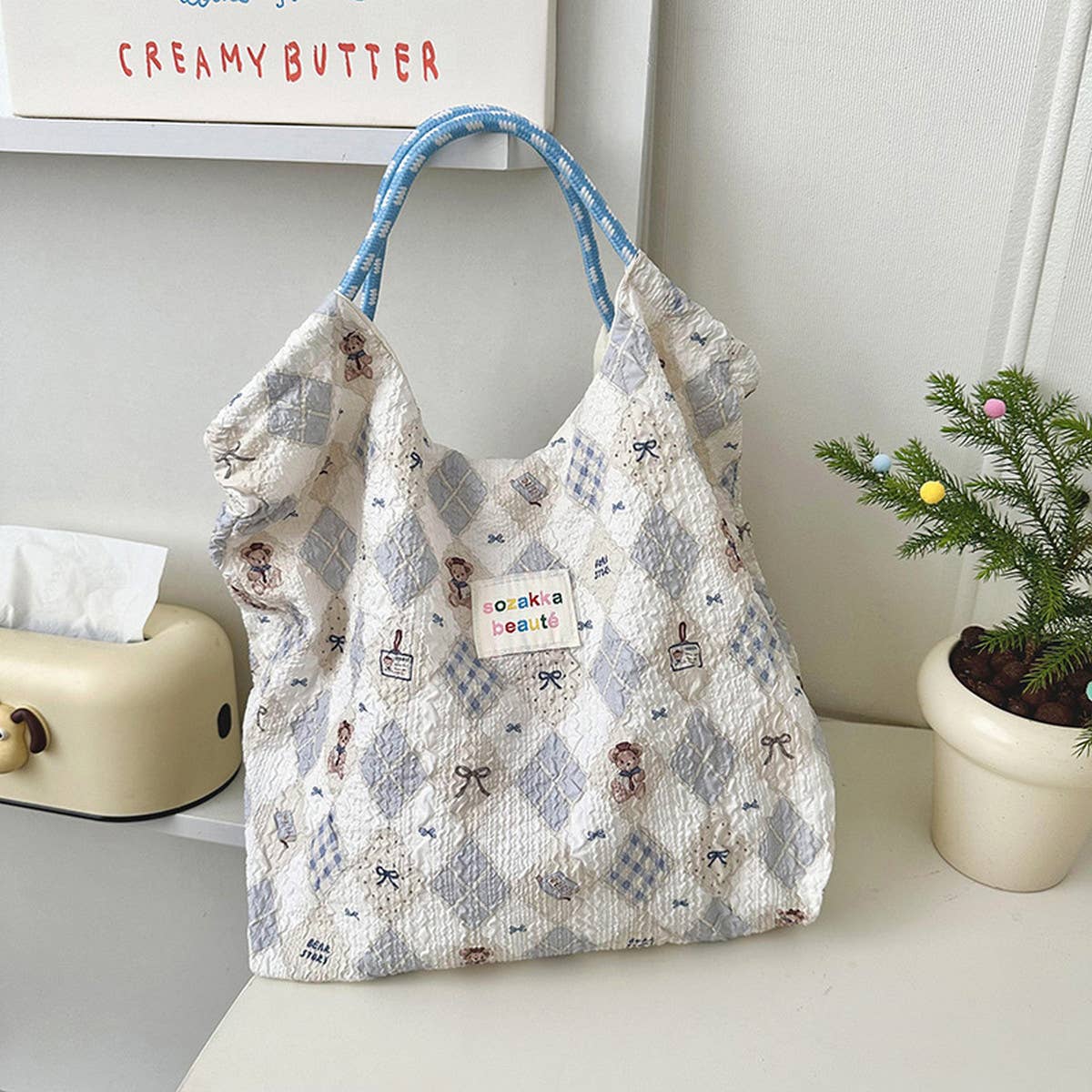 2024 NEW EMBOSSED CUTE SWEET CANVAS BAG_CWAB3080