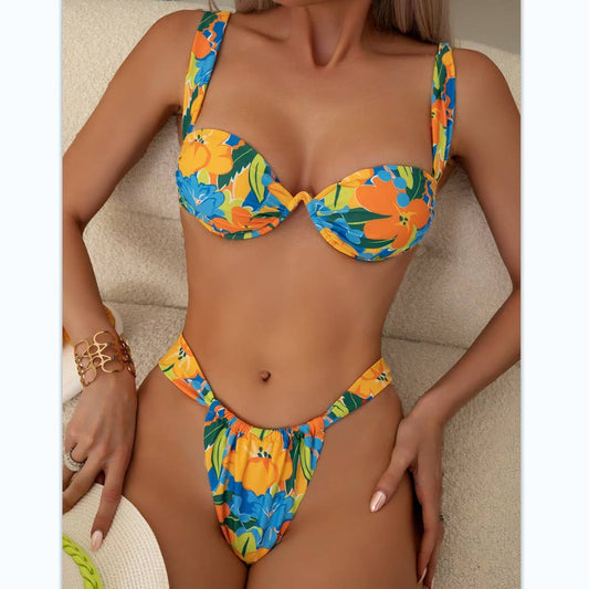 Printed Strappy Bikini Set -Women Sexy Swimsuit_CWMW0764