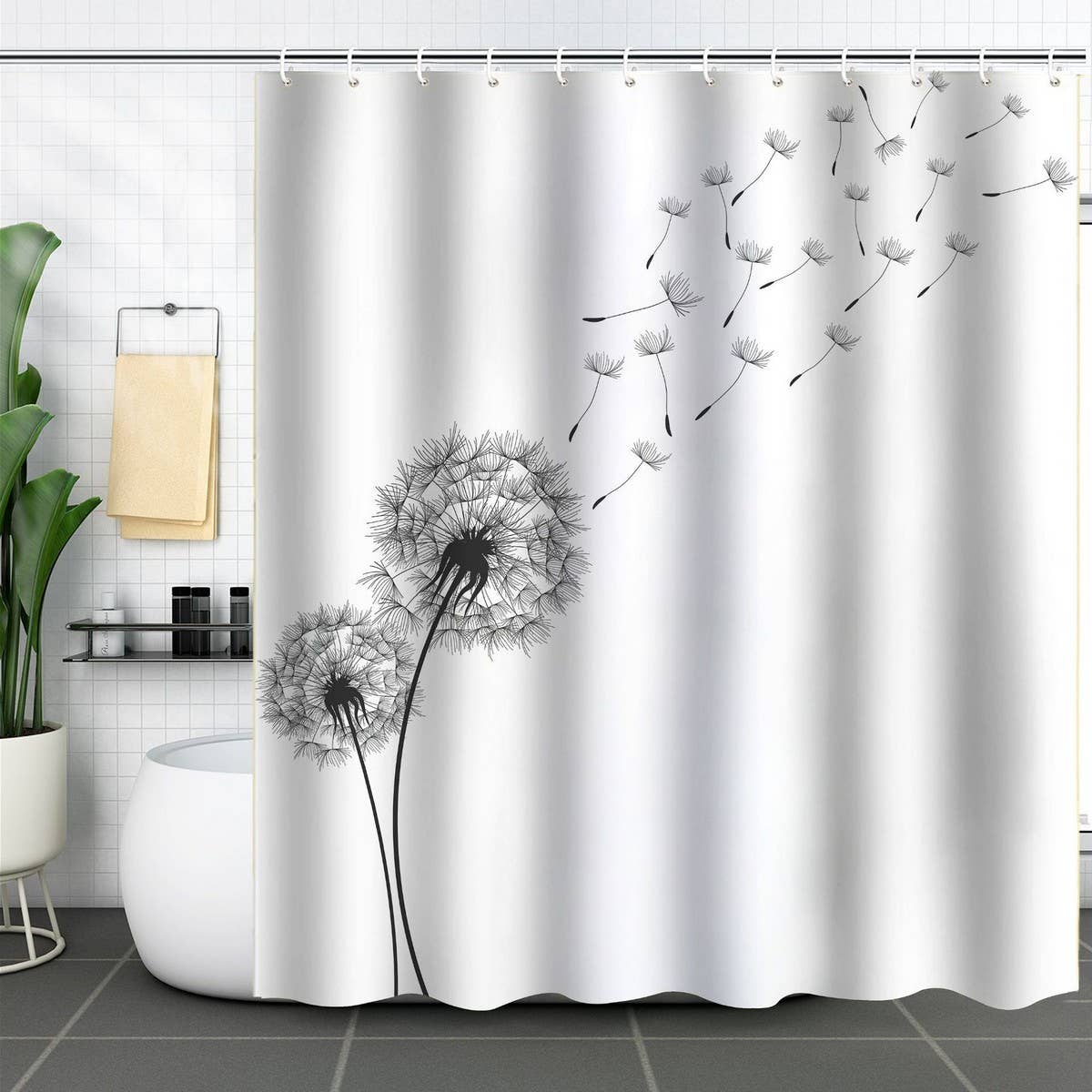 DANDELION FLOWER WATERPROOF SHOWER CURTAIN