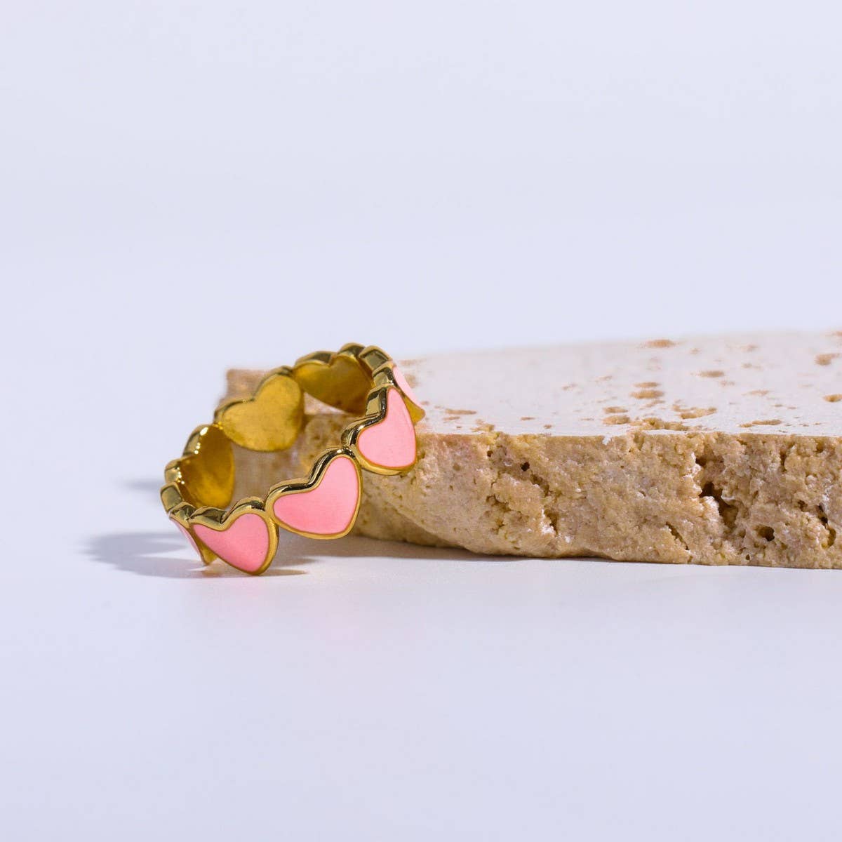 Pink oil drop heart fresh and sweet ring_CWMM5526