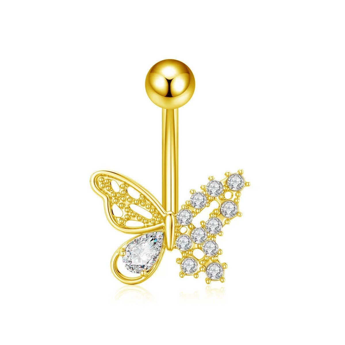 Butterfly CZ Belly Ring Copper Stainless Steel_CWMM9319