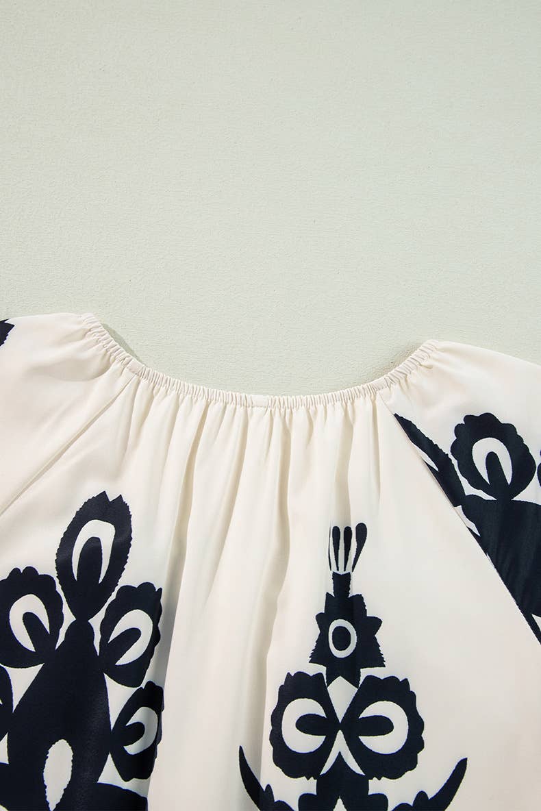 Loose straight leg vintage geometric print dress