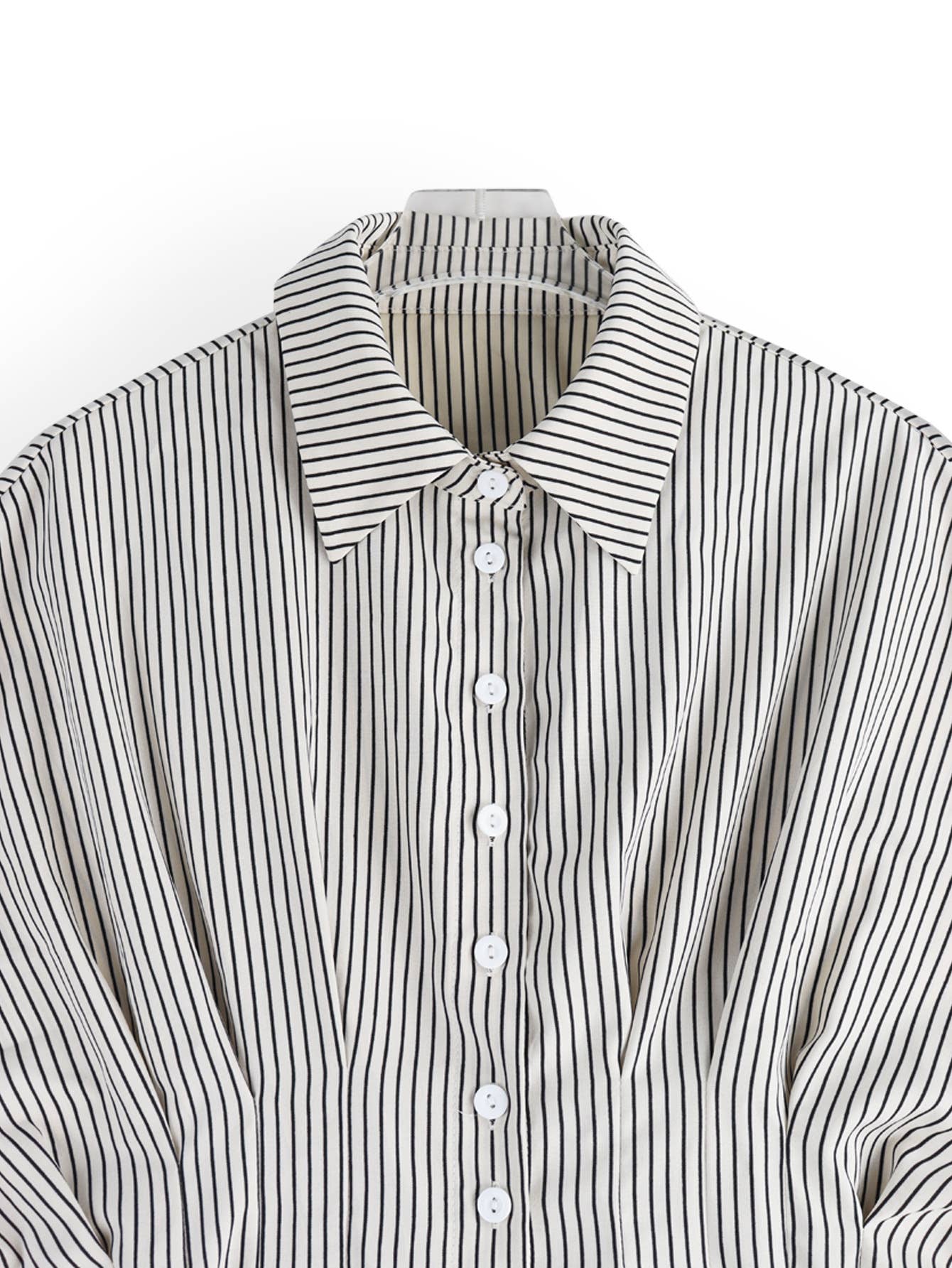 Versatile striped pleated cinched waist shirt