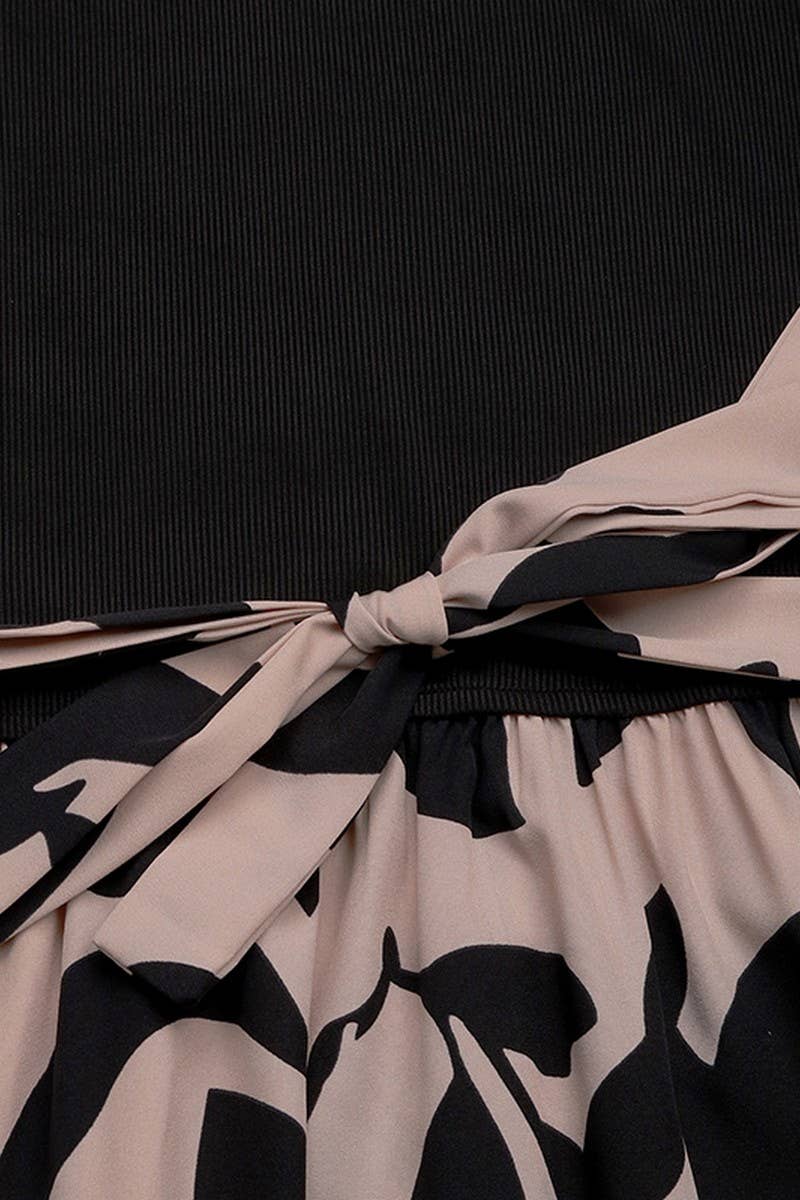 CWDMD4215_PRINTED AB STITCHING SHORT-SLEEVED DRESS