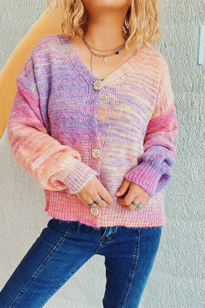 Sweet knit cardigan in tie-dye candy color