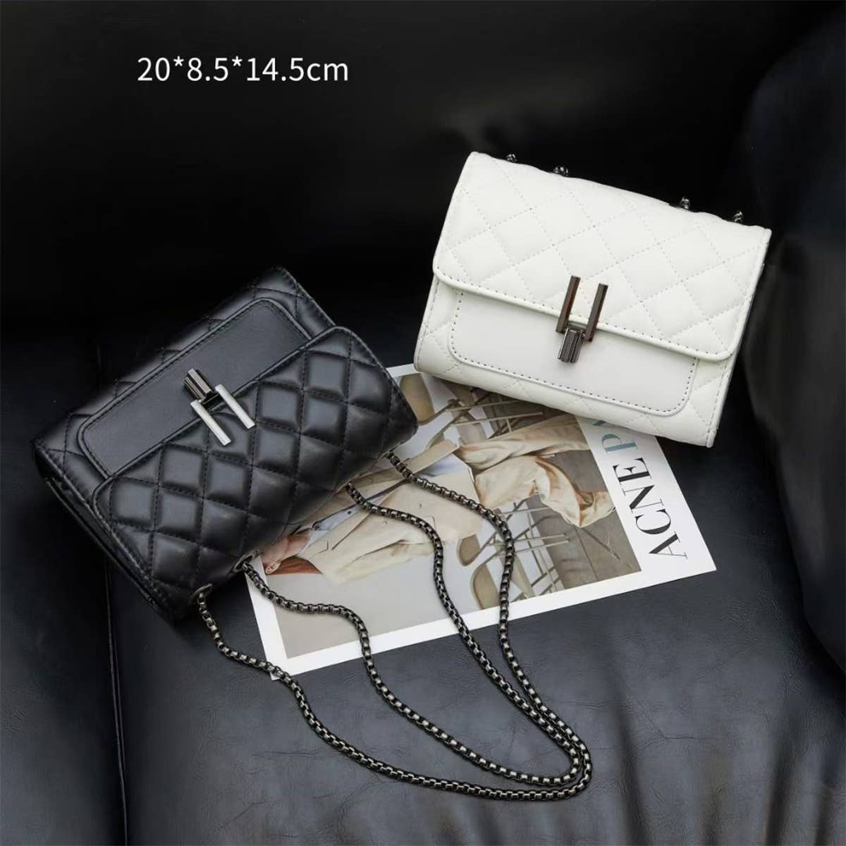 DIAMOND CHECKERED ONE SHOULDER CROSSBODY BAG_CUAB0178