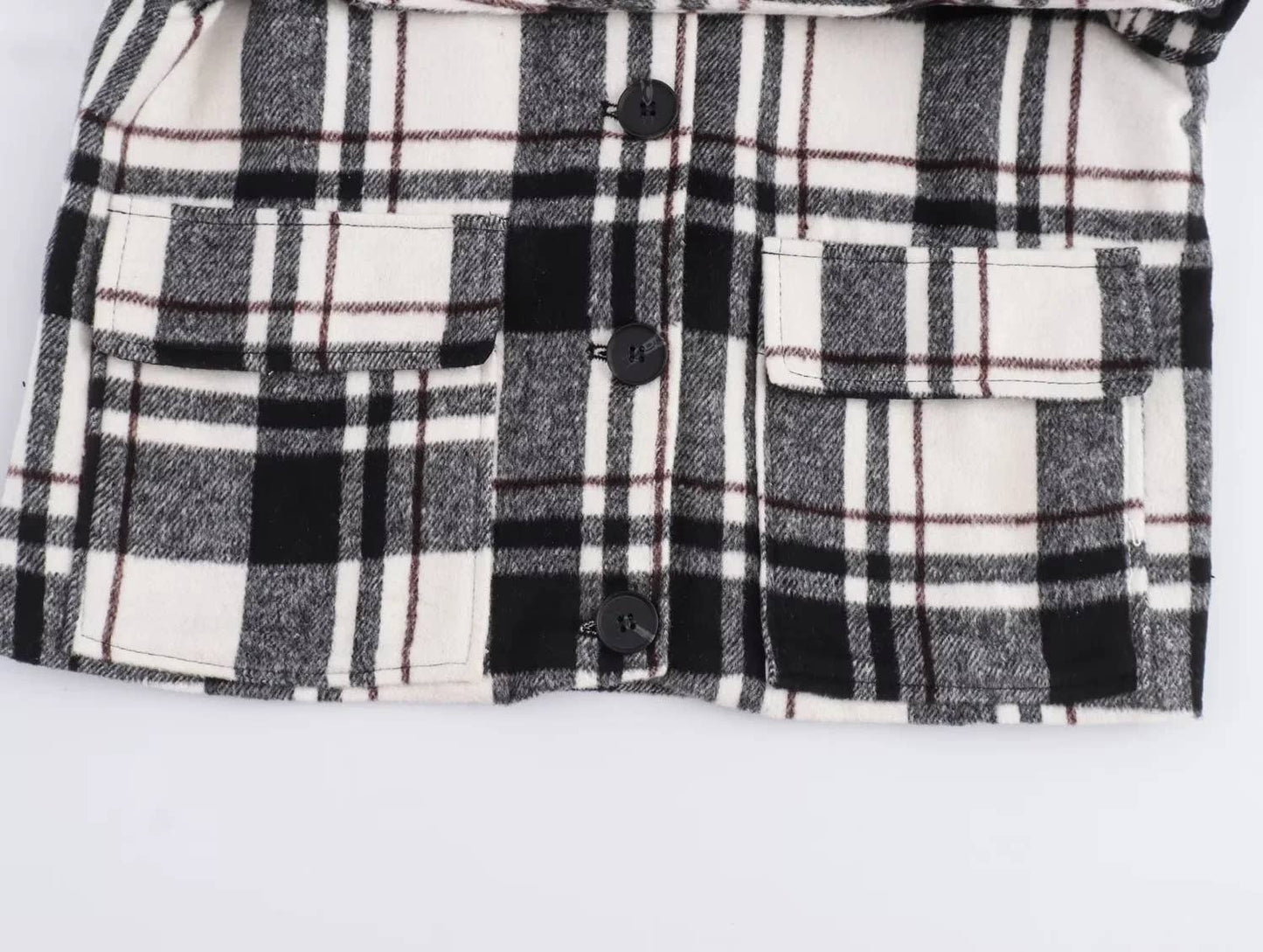 VINTAGE BAGGY LAPEL LONG-SLEEVED PLAID JACKET