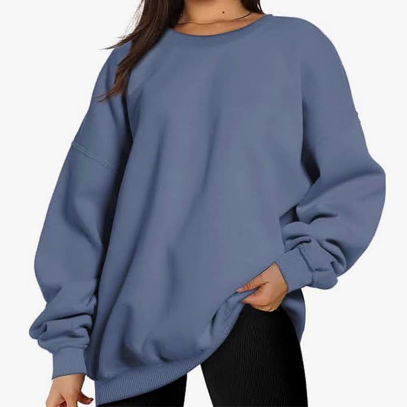 Basic solid-color long-sleeved pullover hoodie