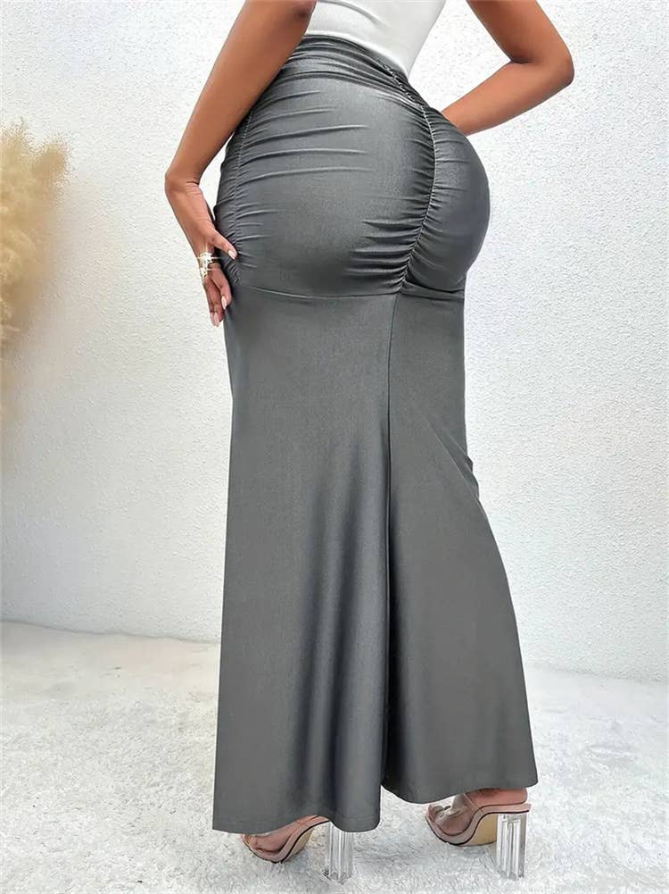 ELEGANT ELASTIC WAIST PLEATED STRETCH SKIRT