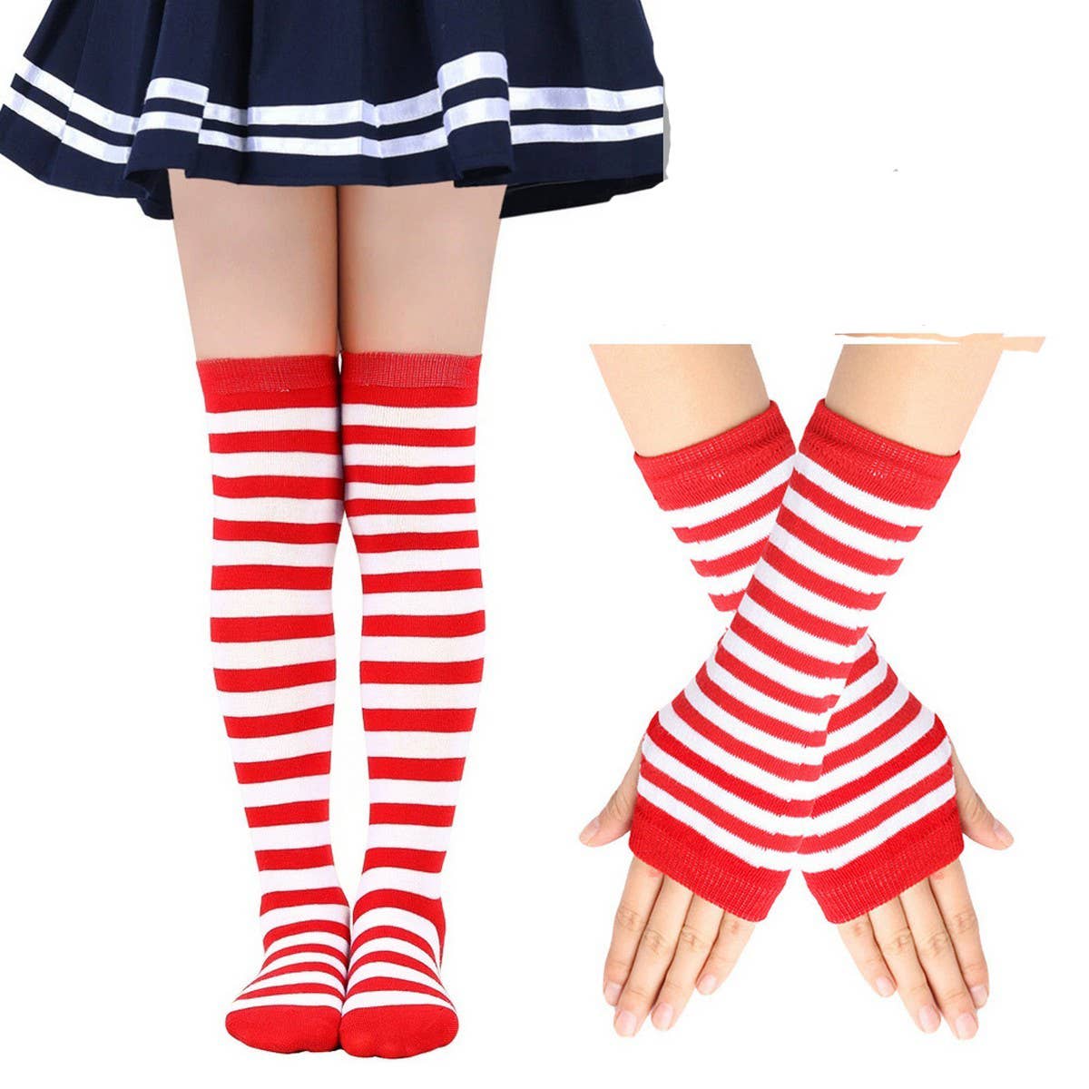 CWMM10061_KIDS KNIT STRIPED ARM & LEG WARMERS SET