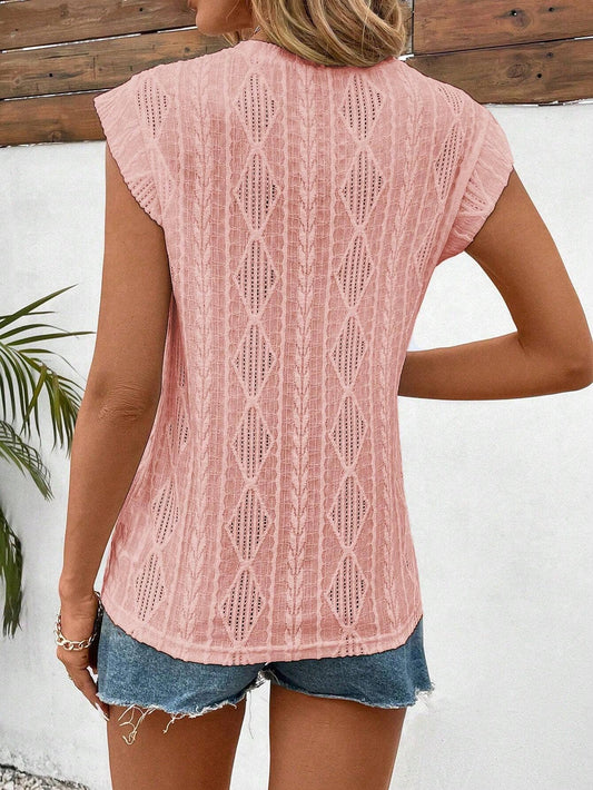 Women¡¯s fashion hollow-detail V-neck top