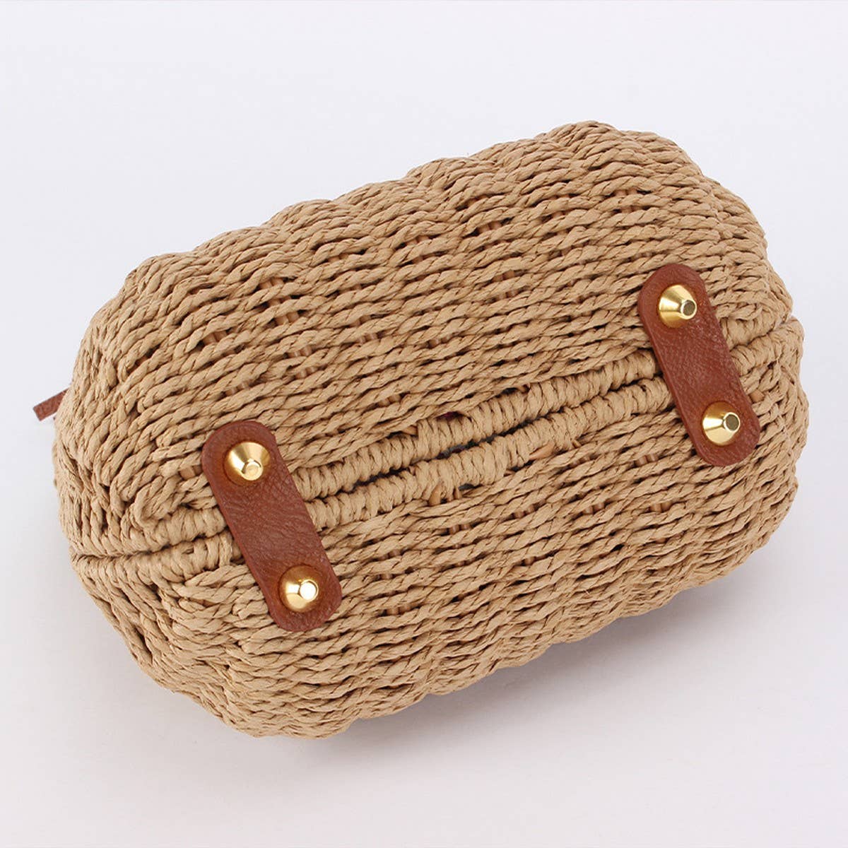 NEW RATTAN SMALL FRESH SOLID COLOR HAND-WOVEN BAG_CWAB4697