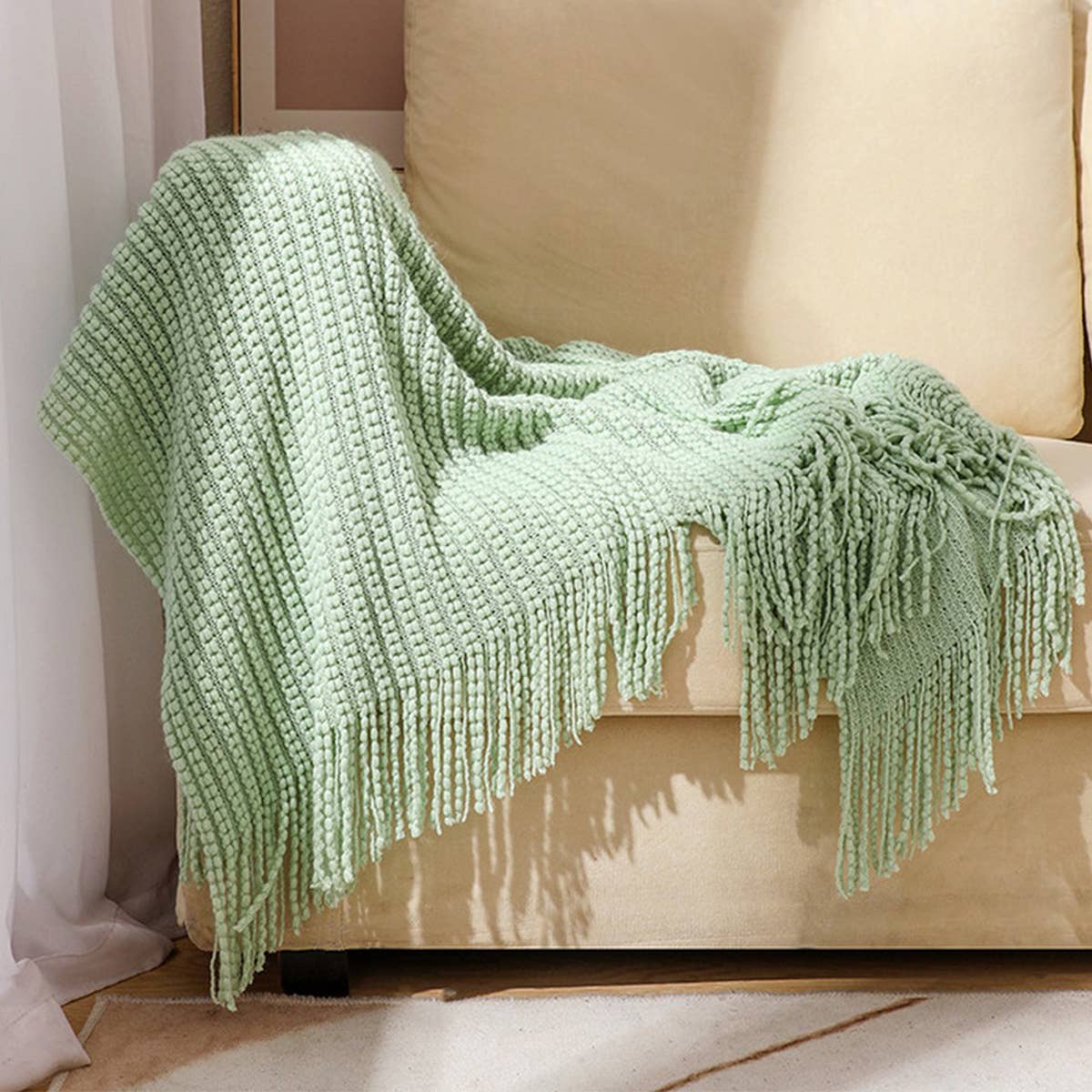 KNITTED SOFT WARM SOFA BLANKET BED END BLANKET