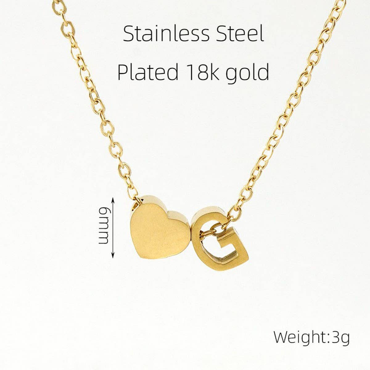 18K GOLD HEART LETTER PENDANT NECKLACE_CWAJE0692