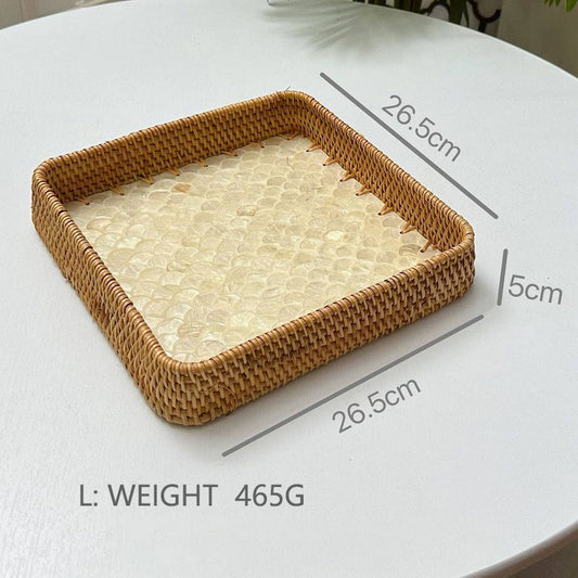 RATTAN COLORFUL SHELL CREATIVE HANDMADE FRUIT PLATE_CWMM4413