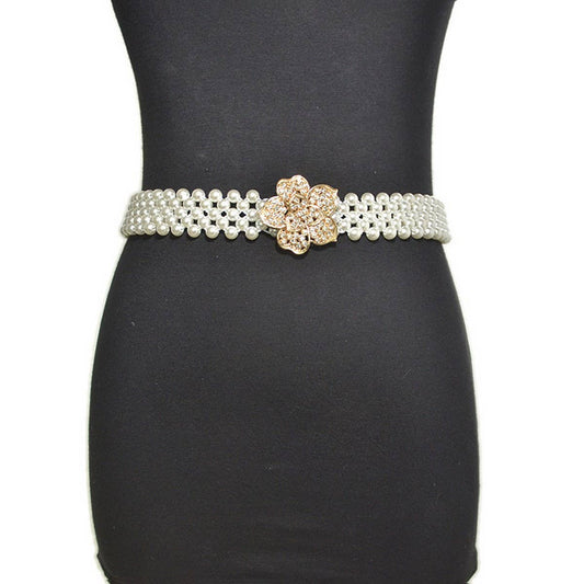 WOMEN'S PEARL RHINESTONE STRETCH WIDE BELT_CWABE0515