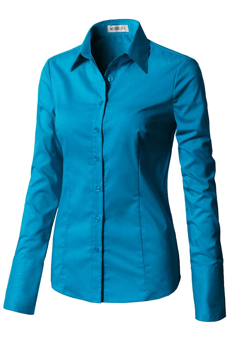 LADIES CASUAL LONG SLEEVE BUTTON UP SHIRT_CWTDSL027