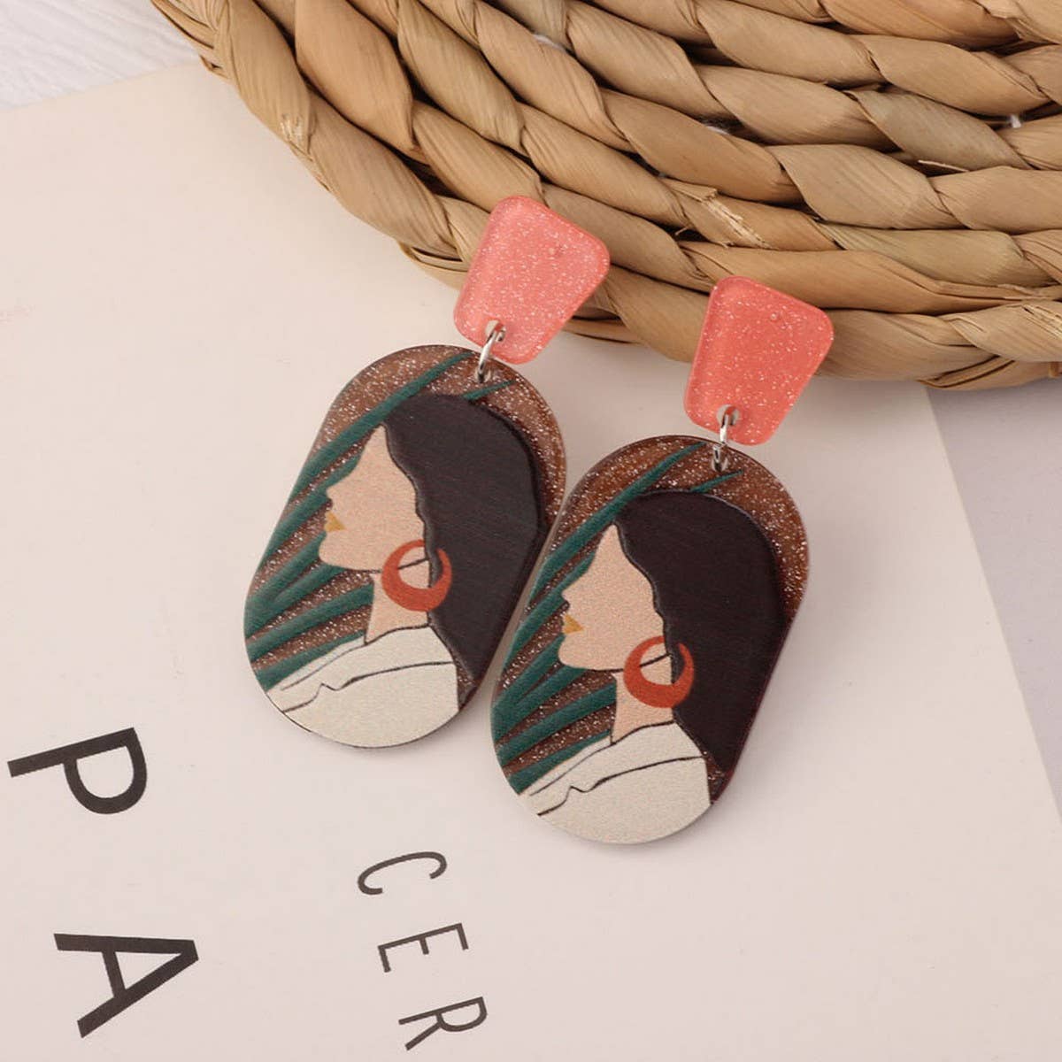 SWEET GIRL COLORFUL FLOWER ACRYLIC EARRINGS