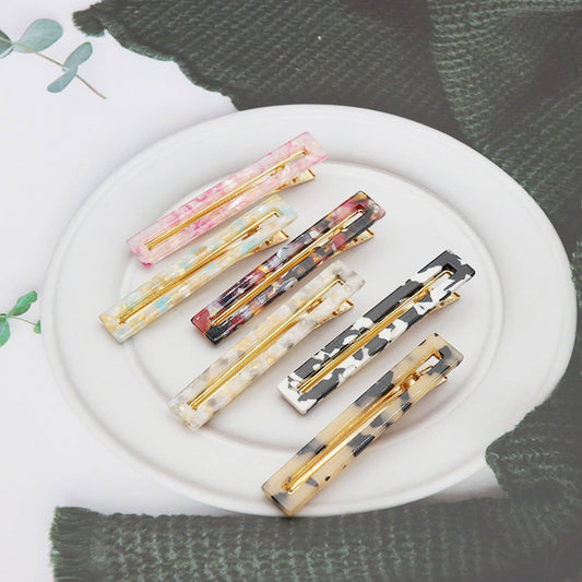 Acetate Hollow Square Hair Clip, Duckbill Bang Pin_CWAHA2624