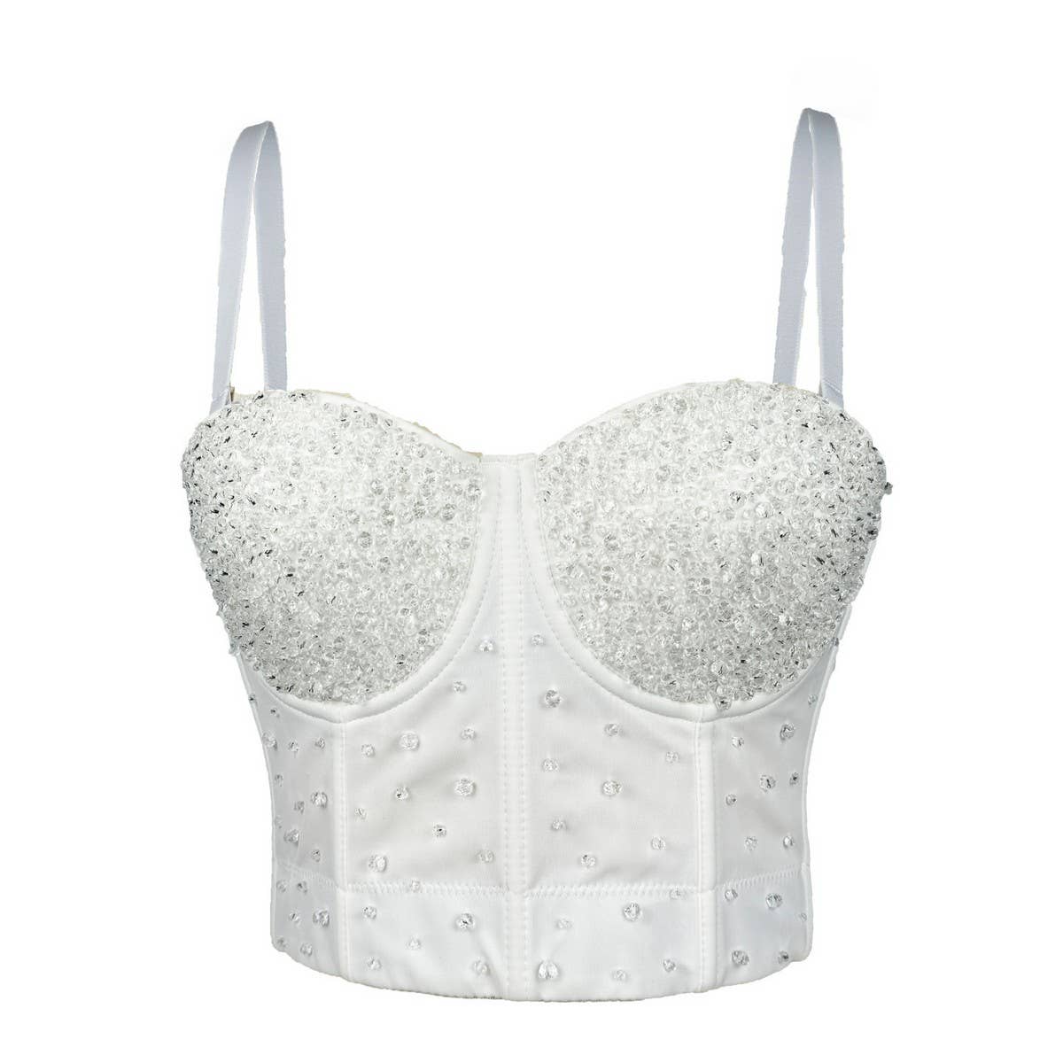 SHINY BEADED HANDMADE FISHBONE CORSET