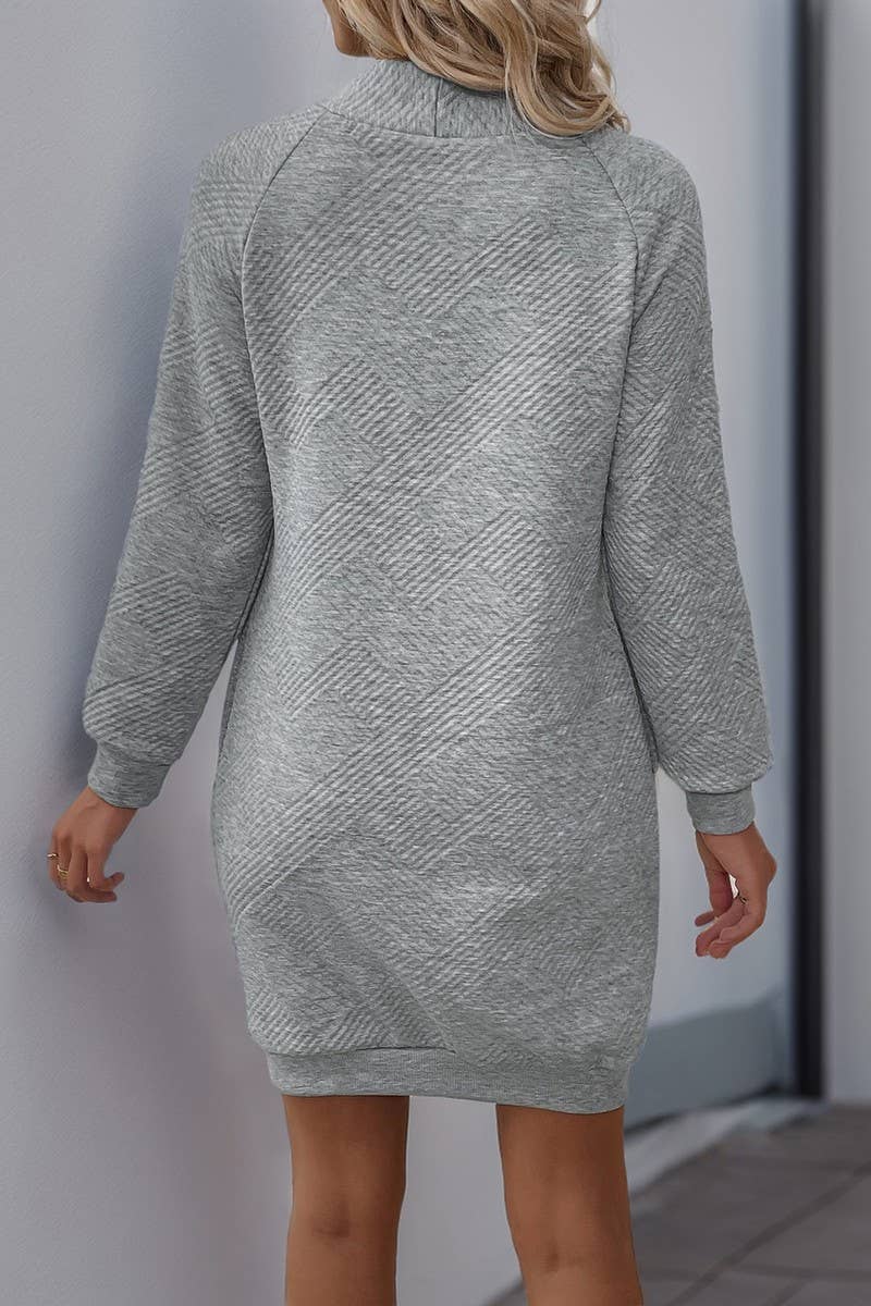 CWDSD7279_AUTUMN CASUAL MID-LENGTH BUTTON SWEATER DRESS