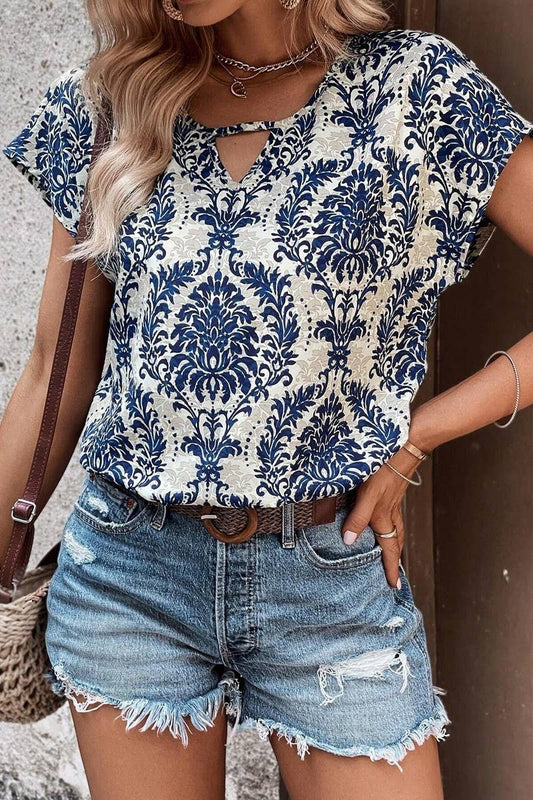 Cwtbls1836_Summer Fashion V-Neck Bat Sleeve Loose Top