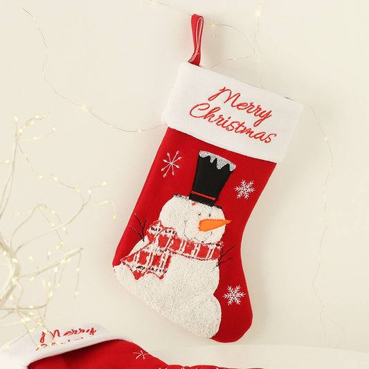 Cartoon Santa & Snowman Christmas Stocking Bag_CWAJE05373