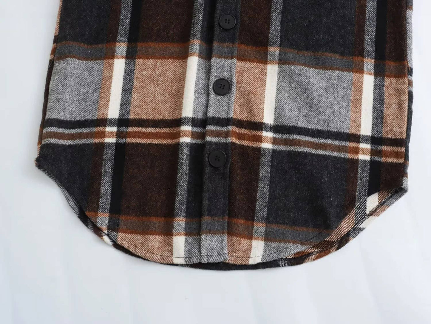 FASHION CASUAL LOOSE WOOL YARN-DYED PLAID SHIRT