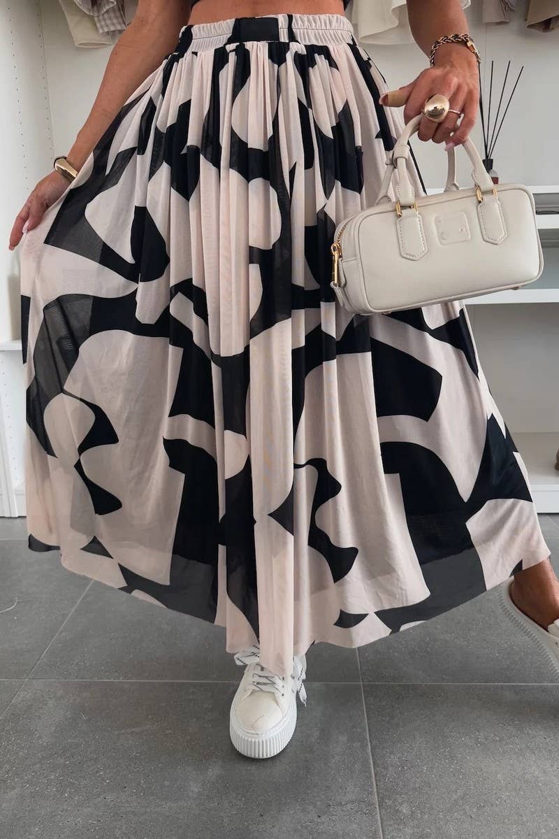 CWBLS0568_SUMMER WAIST WIDE SWING CASUAL SKIRT