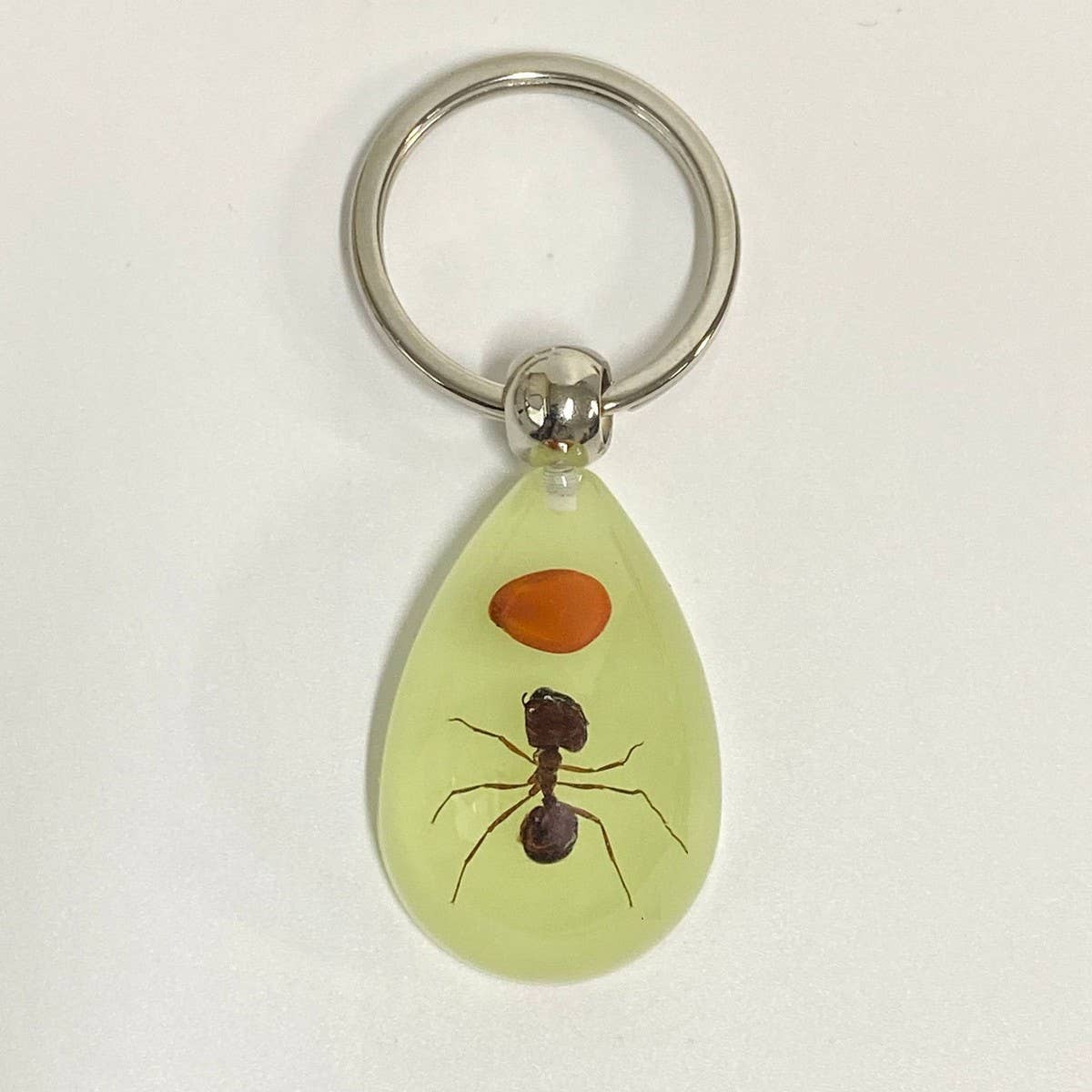 AMBER GLOW-IN-THE-DARK INSECT KEYCHAIN PENDANT_CWMM3698