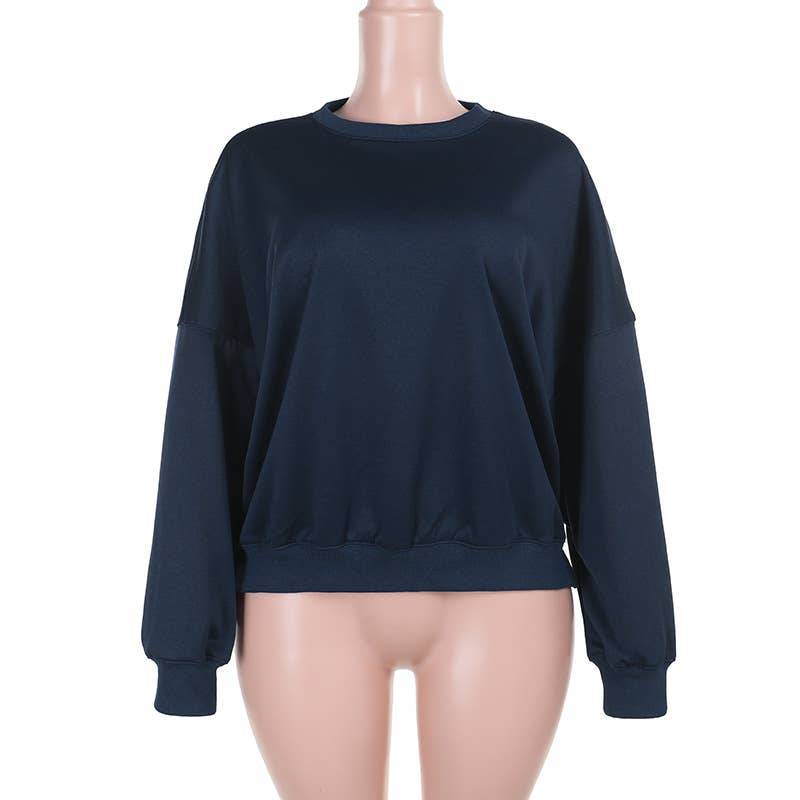 SIMPLE CASUAL LOOSE BASIC SPORTS WOMEN'S HOODIE