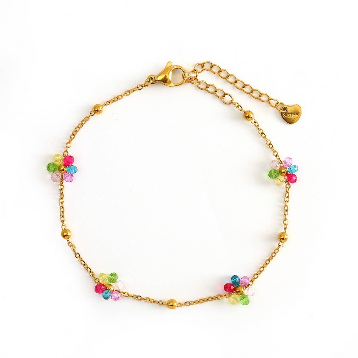Colorful Stainless Steel Flower Anklet