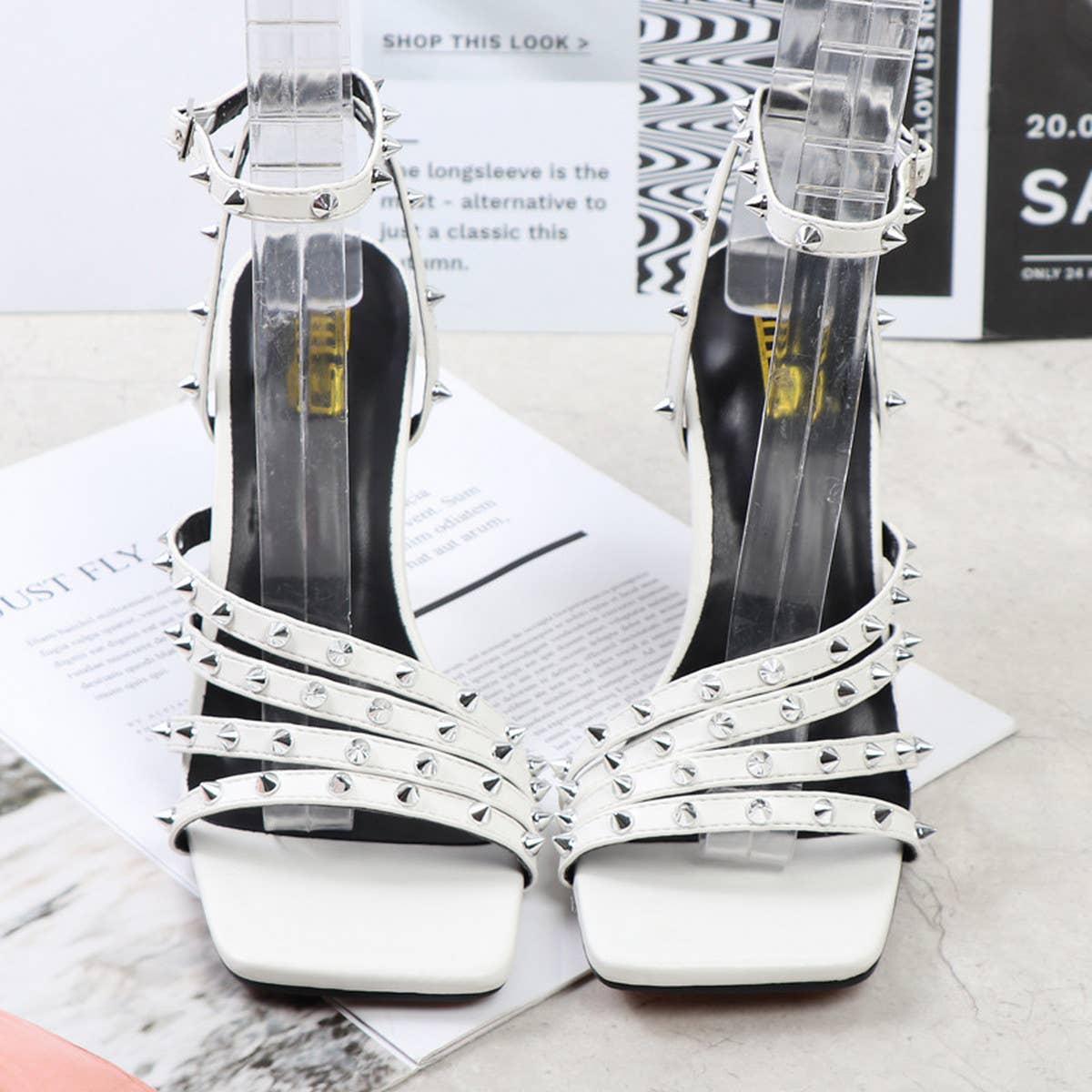 STILETTO SQUARE TOE HIGH HEELS WITH RIVETS_CWSHS0608