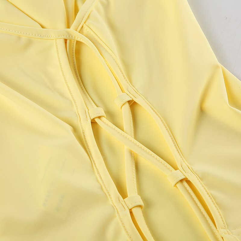 Ruffled halter top hip skirt two-piece set