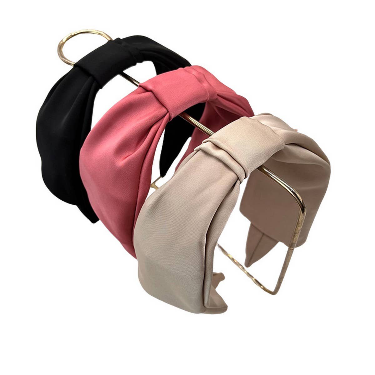 FASHIONABLE PLEATED SOLID COLOR BOW HEADBAND