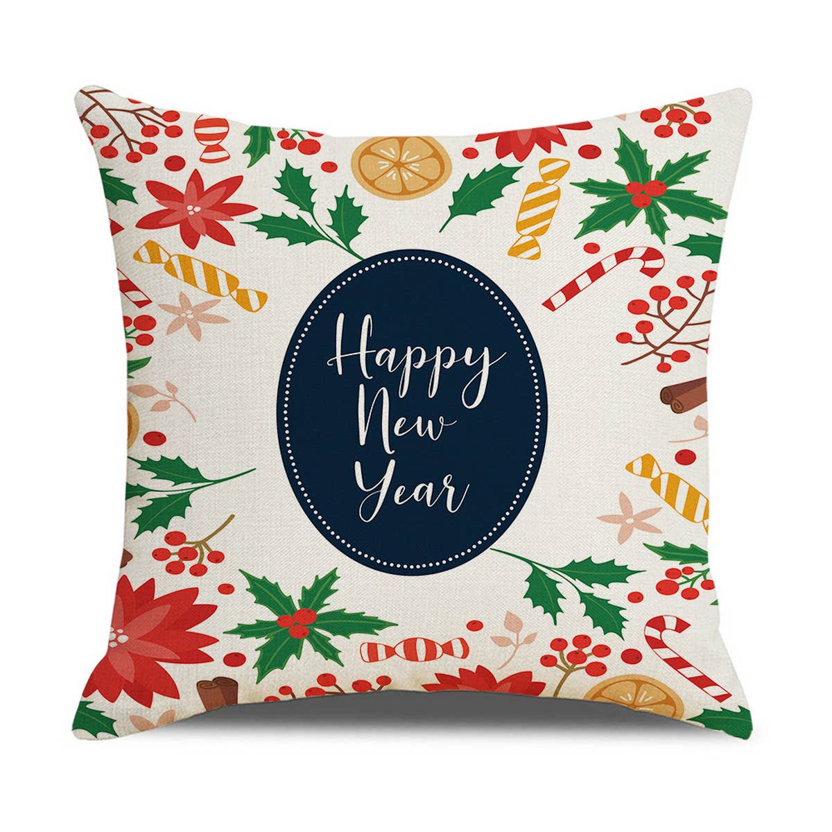 CHRISTMAS FESTIVE FLOWERS AND LEAVES PILLOWCASE