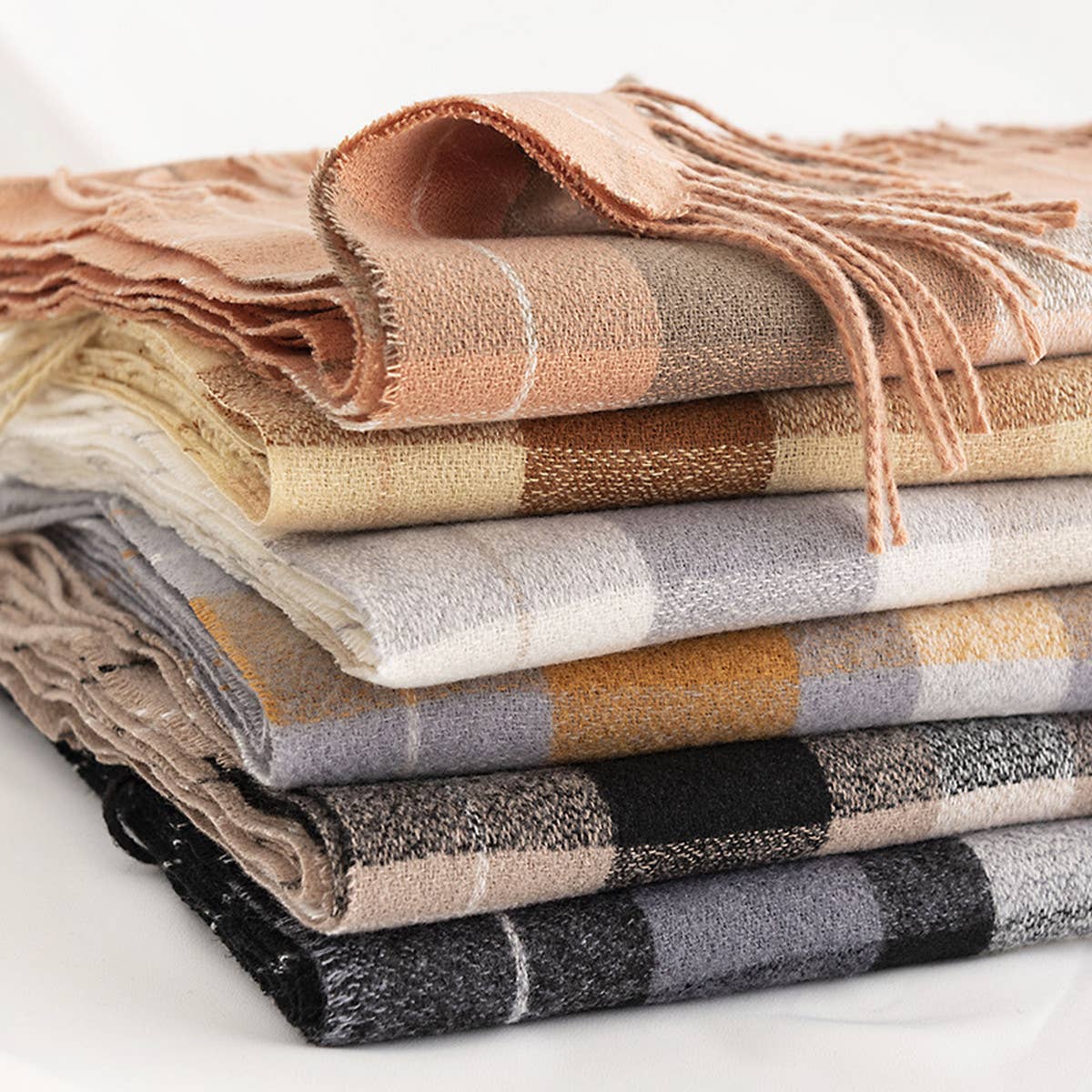 Plaid Scarf - Soft Faux Cashmere Winter Neck Wrap_CWASC0444